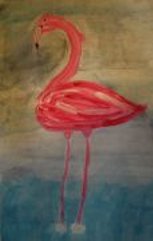 Flamingos am See - Gouache