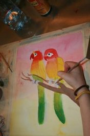 Papageien in Acryl "Farbverläufe üben"