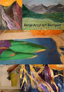 Berge Acryl mit Blattgold
